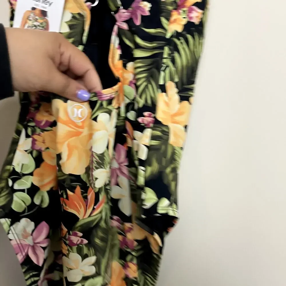 NWT Hurley Floral  One-Piece UPF 50+ Stretch Swimsuit‎ Orange Waikiki Wonder XXL